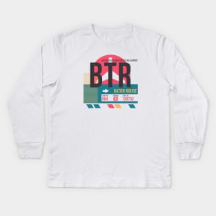 Baton Rouge (BTR) Airport // Sunset Baggage Tag Kids Long Sleeve T-Shirt